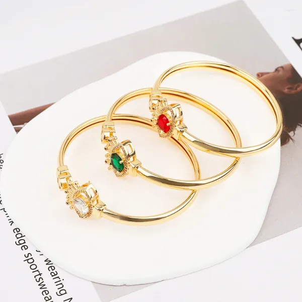 Ensemble de collier et boucles d'oreilles pour femmes du Moyen-Orient, de haute qualité, portant un Bracelet avec incrustation de couleur or, Design de Zircon coloré, Style élégant à la mode