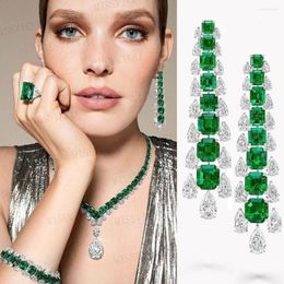 Collier Boucles d'oreilles Set Missvikki Famous Luxury Green CZ pour Africa Dubaï Femmes de mariage Party Zircon Bridal Jewelry Ins Trendy