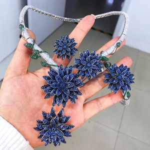 Ketting Oorbellen Set Missvikki Hoge kwaliteit Luxe 4 STKS GROTE Bloom Dubai Stijl Bangle Ring Sieraden Charme Vrouwelijke