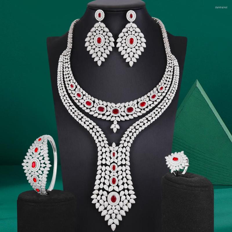 Collana Orecchini Set Missvikki Luxury Dubai Azerbaigian Stile esotico Big Bangle Anello per le donne Matrimonio Alta qualità