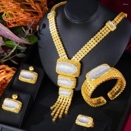 Collier boucles d'oreilles ensemble Missvikki luxe à la mode magnifique haute qualité 4 pièces Dubai bricolage bracelet anneau pour les femmes mariage