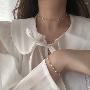 Conjunto de pendientes de collar MODAGIRL moda nupcial perlas naturales reales pulsera gargantilla conjuntos para mujeres damas de honor regalo