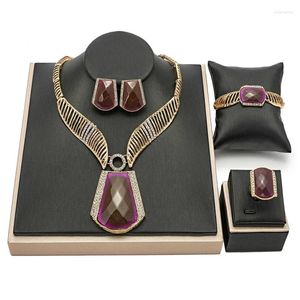 Ketting Oorbellen Set Marokkaans Arabisch Luxe Juwelen Aangepaste Sieraden Vrouw Mama Talian Braziliaanse Vergulde Bruiloft Bruidssieraden