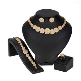 Collier boucles d'oreilles ensemble MUKUN mode Dubai bijoux cristal rond Nigeria pour femmes Bracelet anneau breloque