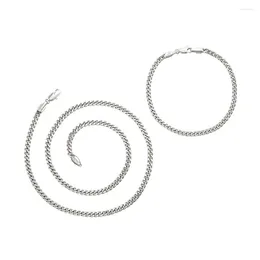 Ketting oorbellen set MxGxFam Figaro en armband sieraden voor mannen wit goud kleur lengte 45 cm 19 cm breedte met milieu-koper