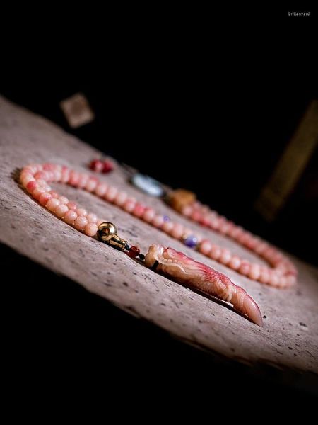 Ensemble de collier et boucles d'oreilles en os de sang naturel, 108 perles bouddhistes, Bracelet pour femmes et hommes, chapelet sculpté