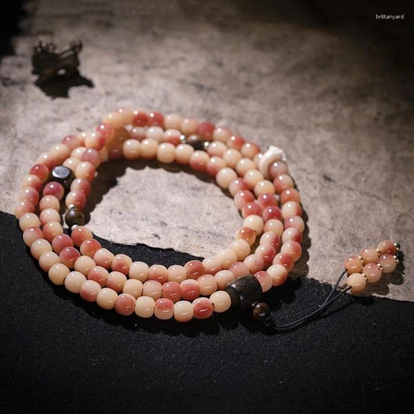 Ensemble collier et boucles d'oreilles naturel plein d'os de sang, 108 perles de bouddha, Bracelet de fidélité tibétain pour femmes et hommes, 8mm