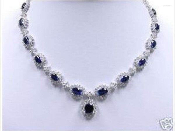 Conjunto de collar y pendientes, joyería de perlas naturales, cristal de piedra azul blanca preciosa, gancho nupcial de 18 