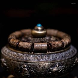 Collier boucles d'oreilles ensemble naturel Vietnam Huian Agarwood main chaîne Bracelet en bois bouddha perles cercle unique vieux matériau seau perle