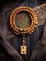 Ensemble de collier et boucles d'oreilles, perles en os de Yak naturel, Bracelet tête de mort sculptée, 108 pièces
