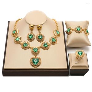 Ensemble de boucles d'oreilles et collier pour mariage nigérian, perles africaines, bijoux de mariée pour femmes, mode dubaï, plaqué or 18 carats, vente en gros