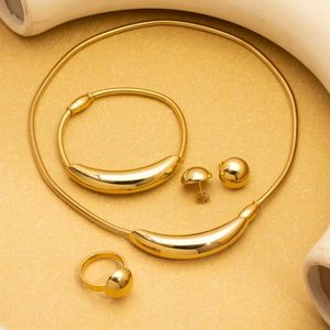 Ensemble de boucles d'oreilles et collier, bijoux non ternis, anneaux serpent ronds minimalistes, Bracelet en acier inoxydable, vente en gros, 4 pièces