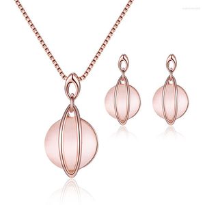 Ketting oorbellen set opal Europese en Amerikaanse sieradenlegering twee zirkoon dames prom party slijtage