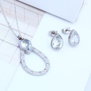 Conjunto de pendientes de collar OUFEI de acero inoxidable para mujer, pendientes de cristal y joyería de moda turca al por mayor