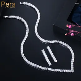 Pendientes de collar Set de Pera Gorgeous Full Sparkling Cubic Zirconia Pave Big Luxury Brides for Women Wedding Party Jewelry J326
