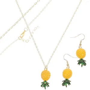 Ensemble de boucles d'oreilles et collier en forme d'ananas, bijoux pendants, cadeau pour femmes, pendentif en alliage