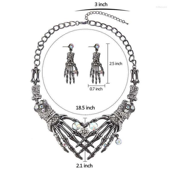 Collier boucles d'oreilles ensemble Punk gothique Vintage fantôme griffe squelette crâne en forme de goutte femmes bijoux Halloween fête accessoires