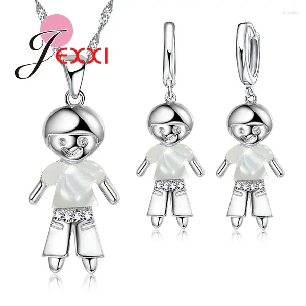 Ensemble collier et boucles d'oreilles Style Punk, pendentif Robot Original, pendentif pour fête d'anniversaire, en argent Sterling 925 pour femme