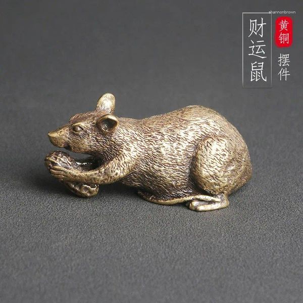 Pendientes del collar Conjunto de la fortuna de latón puro decoración de la mesa del ratón de los doce animales zodiacos del té petalía para mascotas