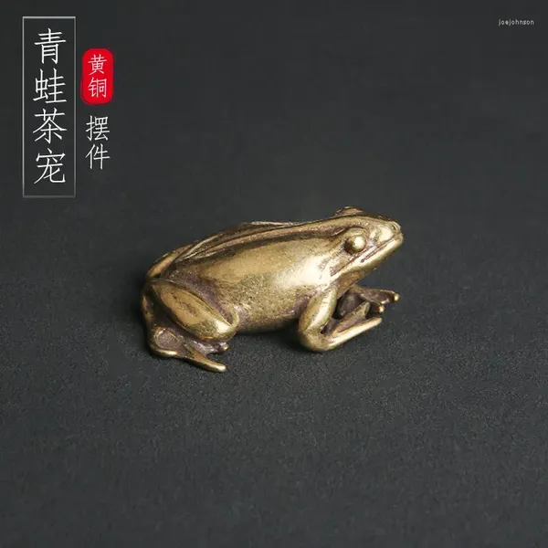 Collier Boucles d'oreilles Set Frog Pure en laiton Ornement Animal Bronze sculpture artisanat Creative Tet Pet Pandon Small Piece