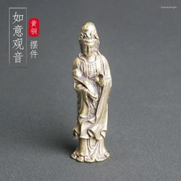 Collier Boucles d'oreilles Set en laiton pur Ruyi Guanyin Statue Tablet Nanhai Bodhisattva Culte Bouddha Sculpture Modern Art