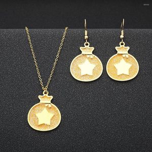 Collier boucles d'oreilles ensemble QIAMNI mode porte-bonheur signe dollar sac d'argent étoile balancent pour les femmes anniversaire bijoux créatifs accessoires cadeau 2023 tendance