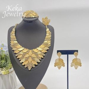 Ketting oorbellen set kwaliteit 18k goud vergulde bruids sieraden luxe ontwerp armbandring voor vrouwen Dubai Africa Accessories