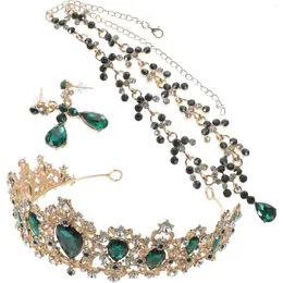 Conjunto de pendientes de collar, conjuntos de pendientes de boda con diamantes de imitación, bisutería con pasador, tocado de princesa, regalo para mujer
