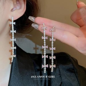 ROPUHOV – ensemble de boucles d'oreilles et collier pour femmes, rose doux, nœud en Zircon Long, Bracelet léger, accessoires de luxe, 2023