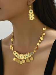 Ketting oorbellen set ruixi 18k goud vergulde 3 stcs/set stijlvolle vintage turquoise munten met exotische en feestartikelen voor vrouwen