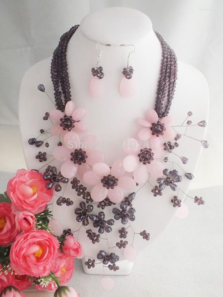 Ensemble collier et boucles d'oreilles ! Vente Perles de mariage africaines bijoux en pierre naturelle 20 