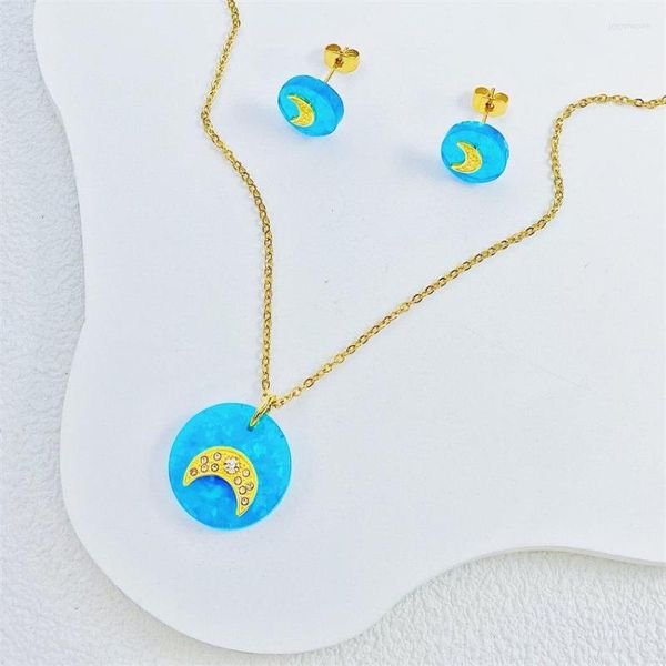 Conjunto de collar y pendientes, venta de joyas para niños, oro, tipo dibujos animados, niños