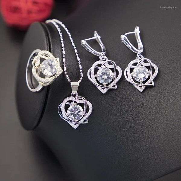 Collier Boucles d'oreilles Set Shining Zircon pour femmes Colliers Singles plaquées or Hexagram High Class Widding Jewelry