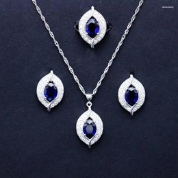 Collier boucles d'oreilles ensemble brillant CZ Eye 925 Sterling Silvr bijoux pendentif bague mariage/anniversaire/fête Promotion livraison rapide