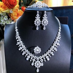 Siscathy – ensemble collier et boucles d'oreilles de luxe africain pour femmes, robe de soirée de mariage, bal de promo, cristal Zircon, cadeau de mariée dubaï