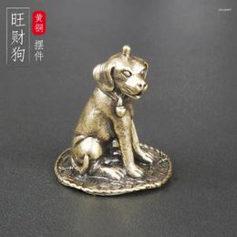 Collier Boucles d'oreilles Retrogez en laiton Wangcai Chien de chien Ornements de table des douze animaux zodiaques Ville de la ville Artisanat de thé décorations d'animaux de compagnie