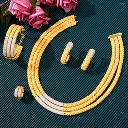 Collier boucles d'oreilles ensemble Soramoore magnifique brillant Bracelet de mariée bague bijoux pour dames femmes mariage africain CZ dubaï