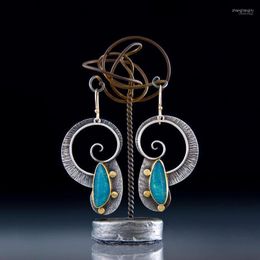 Ketting oorbellen set spiraalvormig gescheiden opaal earring mode modellen blauwe stenen spiralen verklaring voor vrouwen punk sieraden aretes de