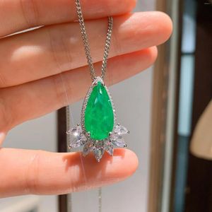 Ensemble collier et boucles d'oreilles SpringLady tendance goutte d'eau émeraude pierre précieuse pendentif bague de luxe pour femmes fête de mariage bijoux fins cadeau d'anniversaire