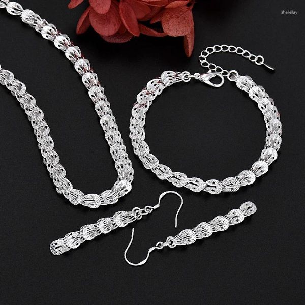 Ensemble de collier et boucles d'oreilles en argent plaqué, bracelet à breloques mignon pour femmes, chaîne, cadeau de mariage