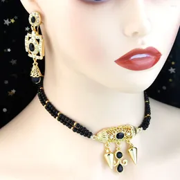 Collana di orecchini set Sunspicems cristallo Marocco sposa orecchino girocollo per donna Catena di perline a mano arabe color oro