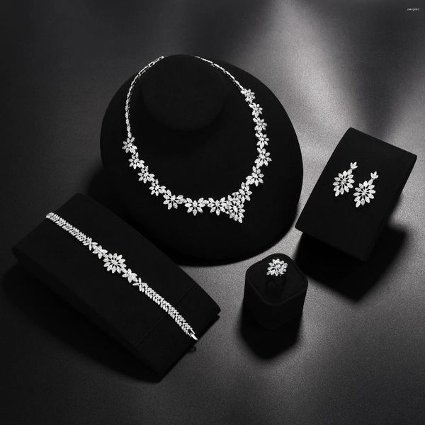 Conjunto de collar y pendientes, colección de joyas de circonio cúbico para boda de mujer, novia de Dubái