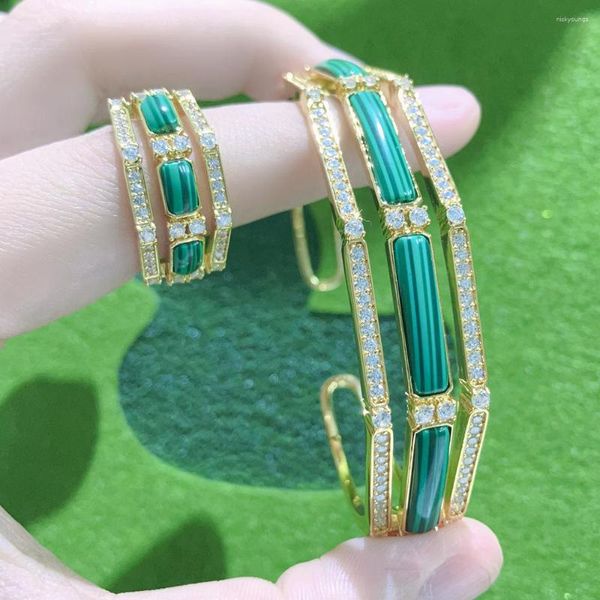 Conjunto de collar y pendientes Tirm para mujer, brazalete de concha con circonita cúbica, pulsera, anillo, dije de Dubái, accesorios de joyería nupcial, fiesta de boda, pavo real