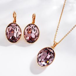Ketting oorbellen set trending sieraden 2023 ovale ontwerper hoepel hanger sieraden gemaakt met Oostenrijks kristal voor vrouwen bijoux cadeau