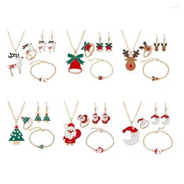 Collar Pendientes Conjunto Serie de Navidad de moda Dripping Old Man Elk Bells Collares Pulseras Anillos Regalo de fiesta de varias piezas