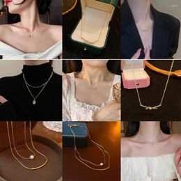 Ensemble de colliers et boucles d'oreilles tendance pour femmes et filles, multicouches, longs colliers de perles et de fleurs, cadeau, bijoux, vente en gros