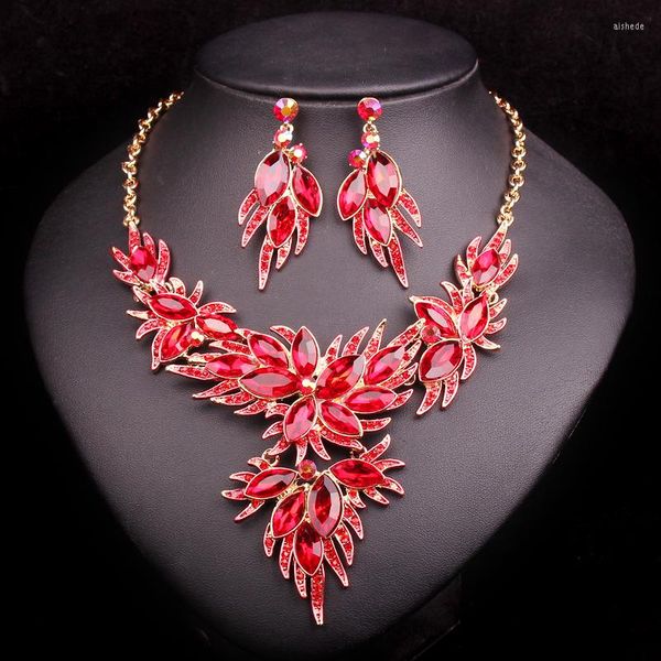 Conjunto de collar y pendientes, joyería llamativa de moda, conjuntos para fiesta de graduación nupcial, boda turca para mujeres, regalos para damas de honor