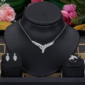 Ketting oorbellen set trendy trui lange oorbel voor vrouwen bruiloftsfeest zirkon cz African Dubai Bridal Jewelry 2023