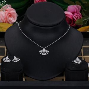 Ketting oorbellen set trendy trui lange oorbel voor vrouwen bruiloftsfeest zirkon cz African Dubai Bridal Jewelry 2022