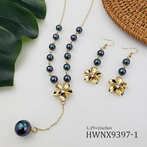 Collier boucles d'oreilles ensemble Tropical hawaïen Luau fête plage bijoux Plumeria fleur Fragipani été perles naturelles ensembles île